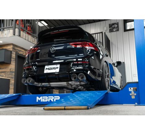 MBRP 2022 Volkswagon Golf R MK8 T304 Stainless Steel 3in Cat-Back, Quad Rear Exit- Carbon Fiber Tips