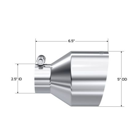 MBRP Universal T304 Stainless Steel Tip 2.5in ID / 5in OD Out / 6.5in Length Angle Cut Single Wall