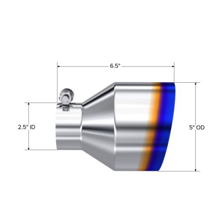 MBRP Univ. T304 Stainless Steel Burnt End Tip 2.5in ID / 5in OD / 6.5in Length Angle Cut Single Wall