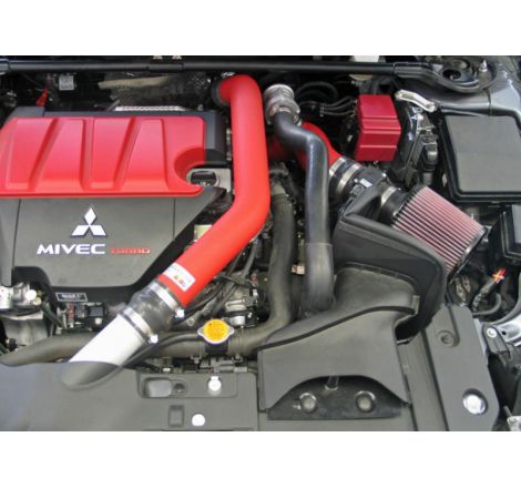 K&N 08-09 Mitsubishi Evo X Wrinkle Red Typhoon Short Ram Intake