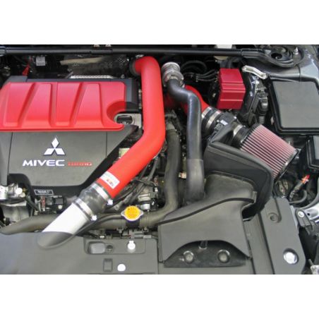 K&N 08-09 Mitsubishi Evo X Wrinkle Red Typhoon Short Ram Intake