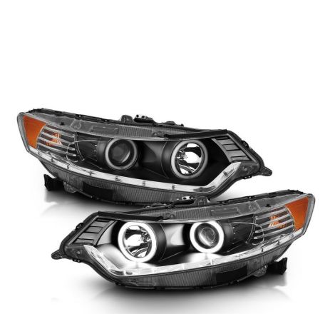 ANZO 2009-2012 Acura Tsx Projector Headlights w/ Halo Black (CCFL) (HID Compatible)