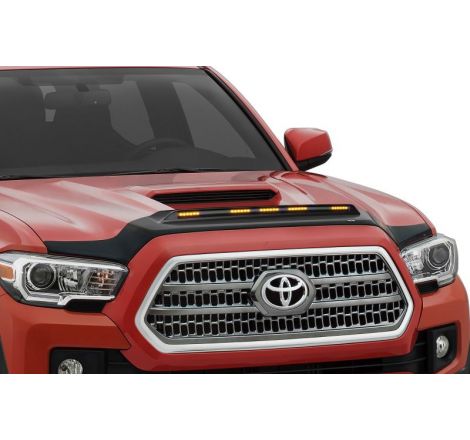 AVS 2016-2019 Toyota Tacoma Aeroskin Low Profile Hood Shield w/ Lights - Black