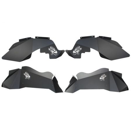 Fishbone Offroad 07-18 Jeep Wrangler JK Logo Aluminum Inner Fenders - Black Powdercoat