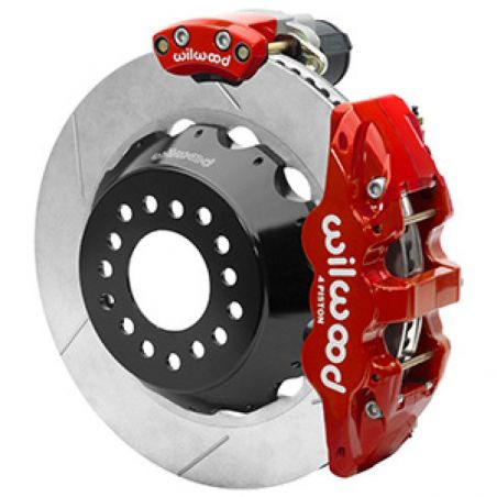 Wilwood AERO4 Big Brake Rear Electronic Parking Brake Kit - Red - Powder Coat Caliper - GT SLT Rotor