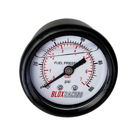 BLOX Racing Liquid-Filled Fuel Pressure Gauge 0-100psi (White Face)