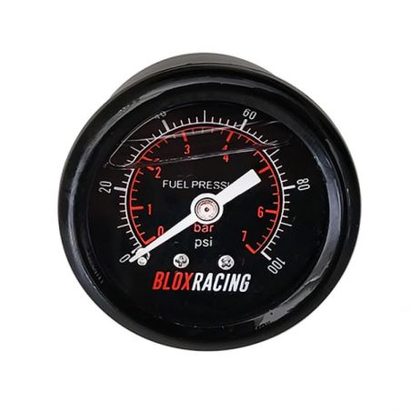 BLOX Racing Liquid-Filled Fuel Pressure Gauge 0-100psi (Black Face)