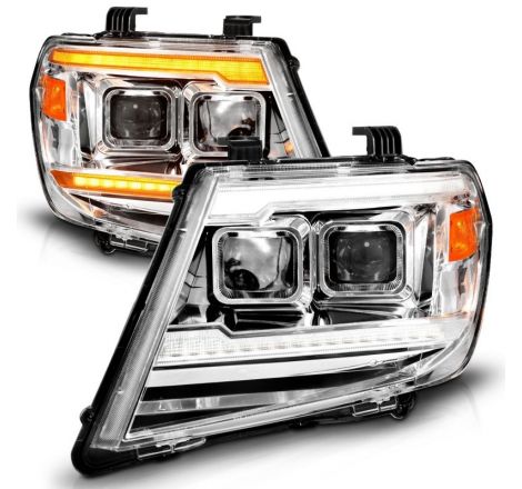 ANZO 09-20 Nissan Frontier Chrome Projector Plank Style DRL w/ Switchback & Sequential LED DRL