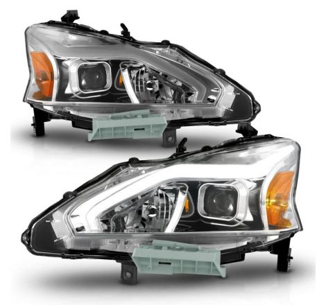 ANZO 13-15 Nissan Altima (w/o Factory HID Bulbs) Projector Headlights - w/ Light Bar Chrome Housing