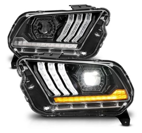 ANZO 13-14 Ford Mustang (w/ Factory HID/Xenon HL only) Projector Headlights w/Light Bar Black