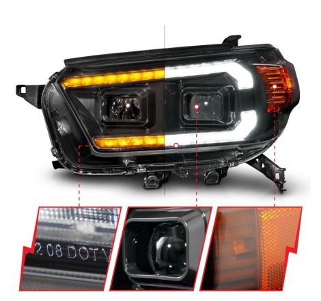 ANZO 10-13 Toyota 4Runner Projector Headlights - Black