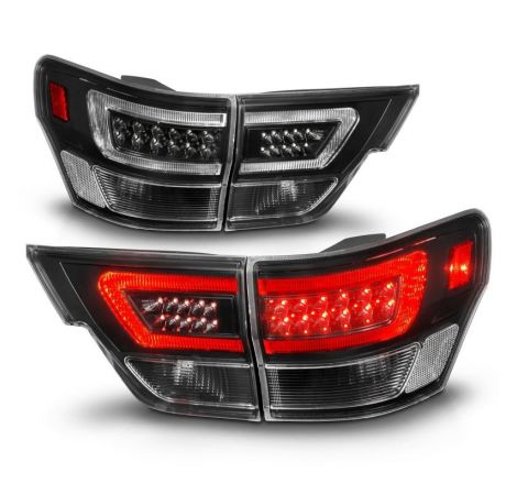 ANZO 11-13 Jeep Grand Cherokee LED Taillights w/ Lightbar Black Housing/Clear Lens 4pcs