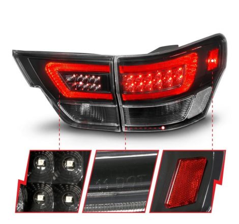 ANZO 11-13 Jeep Grand Cherokee LED Taillights w/ Lightbar Black Housing/Clear Lens 4pcs