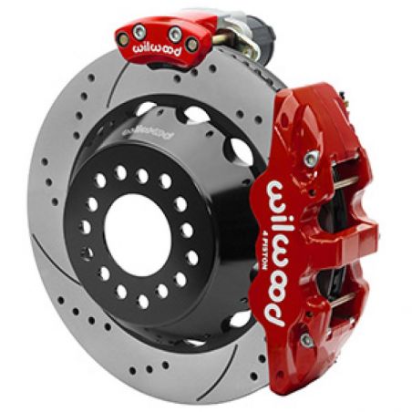 Wilwood AERO4 Big Brake Rear Electronic Parking Brake Kit - Red - Powder Coat Caliper - D/S Rotor