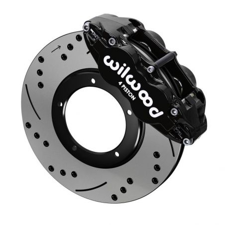 Wilwood 69-83 Porsche 911 Front Superlite Brake Kit 3.5in MT Drilled & Slotted - Black