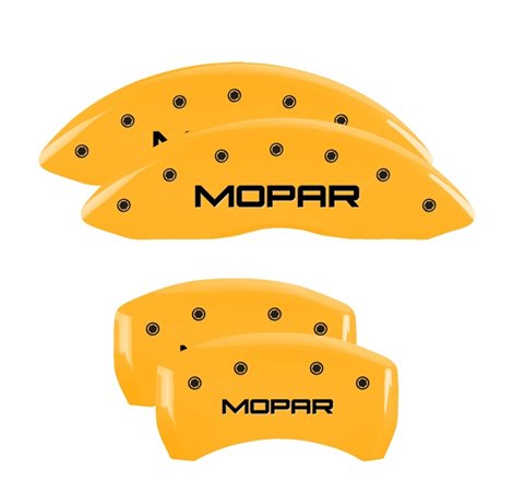 MGP 4 Caliper Covers Engraved Front & Rear Mopar Yellow Finish Black Char 2005 Chrysler 300