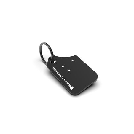 Rally Armor Mini UR Mud Flap Keychain - Black w/ White Logo