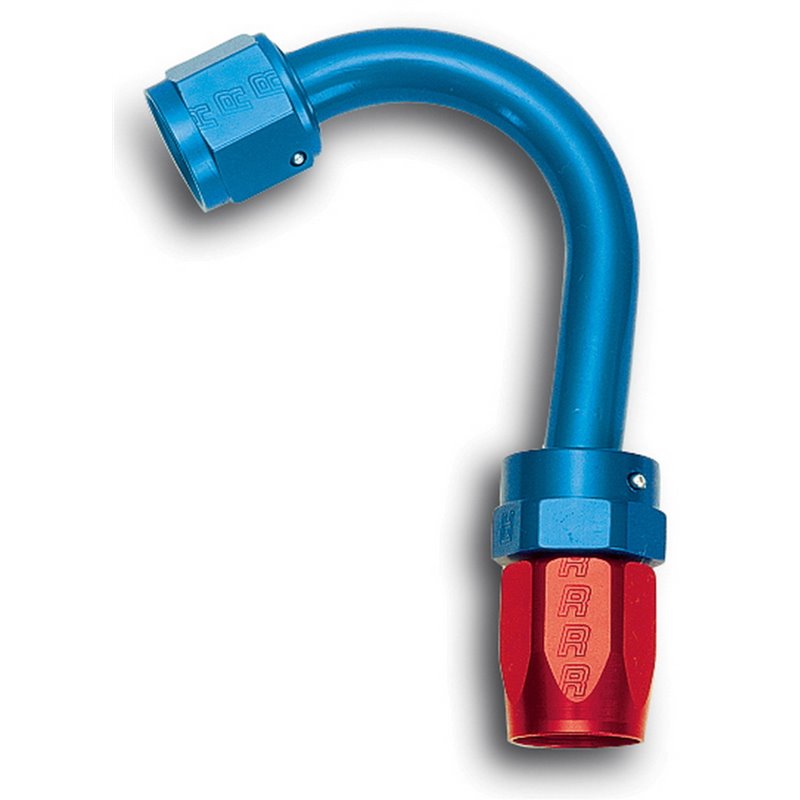 Russell Performance -6 AN Red/Blue 150 Degree Full Flow Swivel Hose End (With 1in Radius)