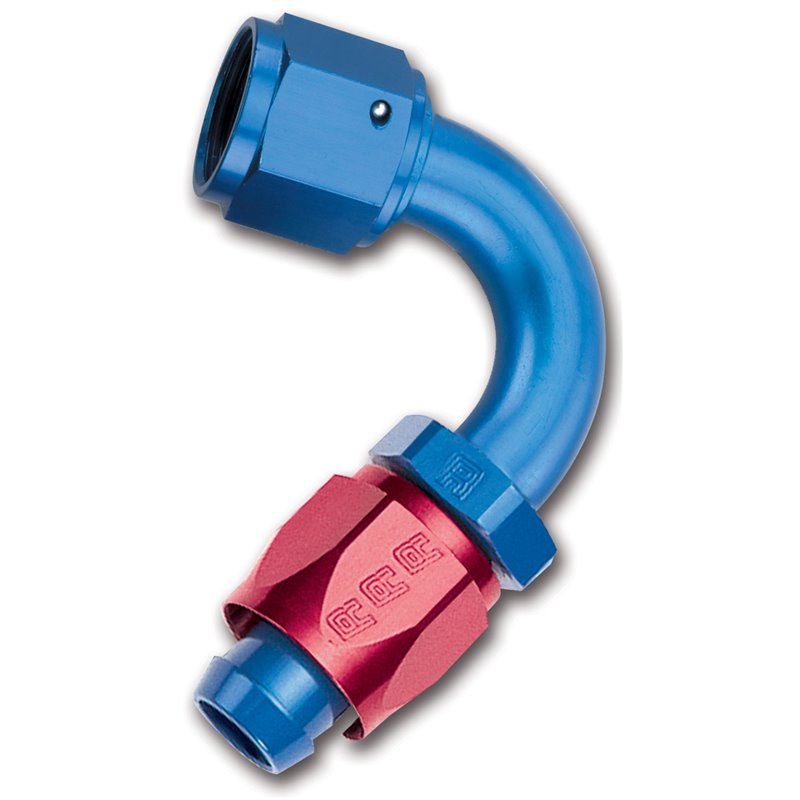 Russell Performance -6 AN Red/Blue 120 Degree Full Flow Swivel Hose End (With 9/16in Radius)