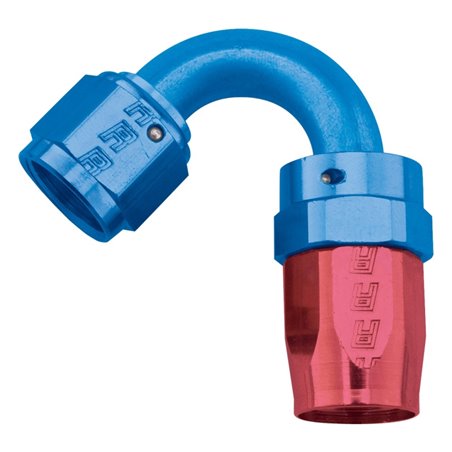 Russell Performance -8 AN Red/Blue 120 Degree Full Flow Swivel Hose End (With 3/4in Radius)