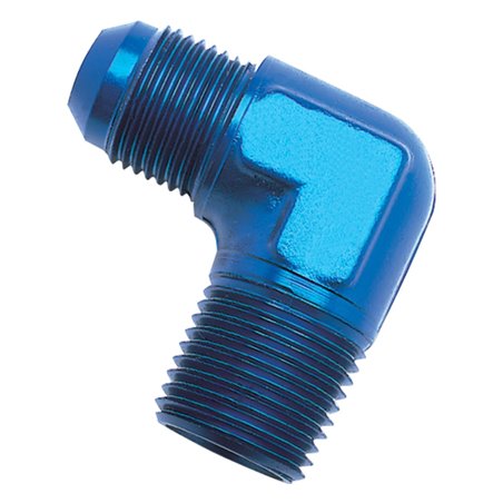 Russell Performance -3 AN to 1/8in NPT 90 Degree Flare to Pipe Adapter (Blue)