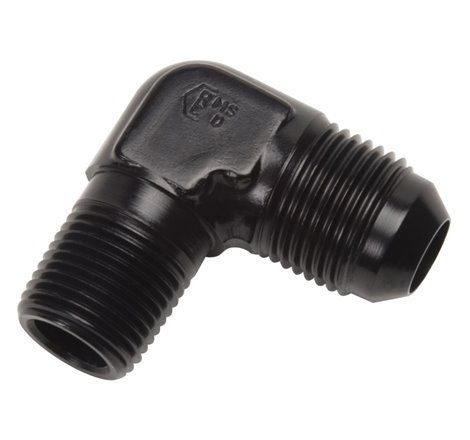 Russell Performance -4 AN to 1/8in NPT 90 Degree Flare to Pipe Adapter (Black)