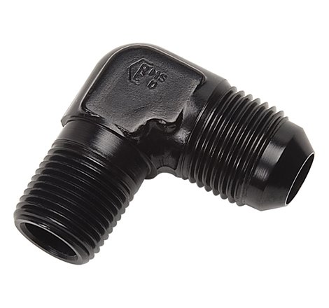 Russell Performance -6 AN to 1/8in NPT 90 Degree Flare to Pipe Adapter (Black)