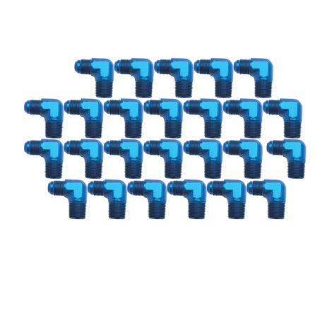 Russell Performance -6 AN to 3/8in NPT 90 Degree Flare to Pipe Adapter (Blue) (25 pcs.)