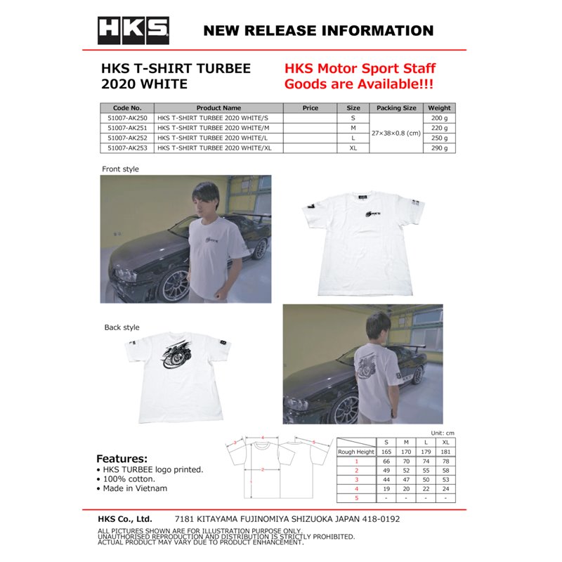 HKS T-SHIRT TURBEE 2020 WHITE S