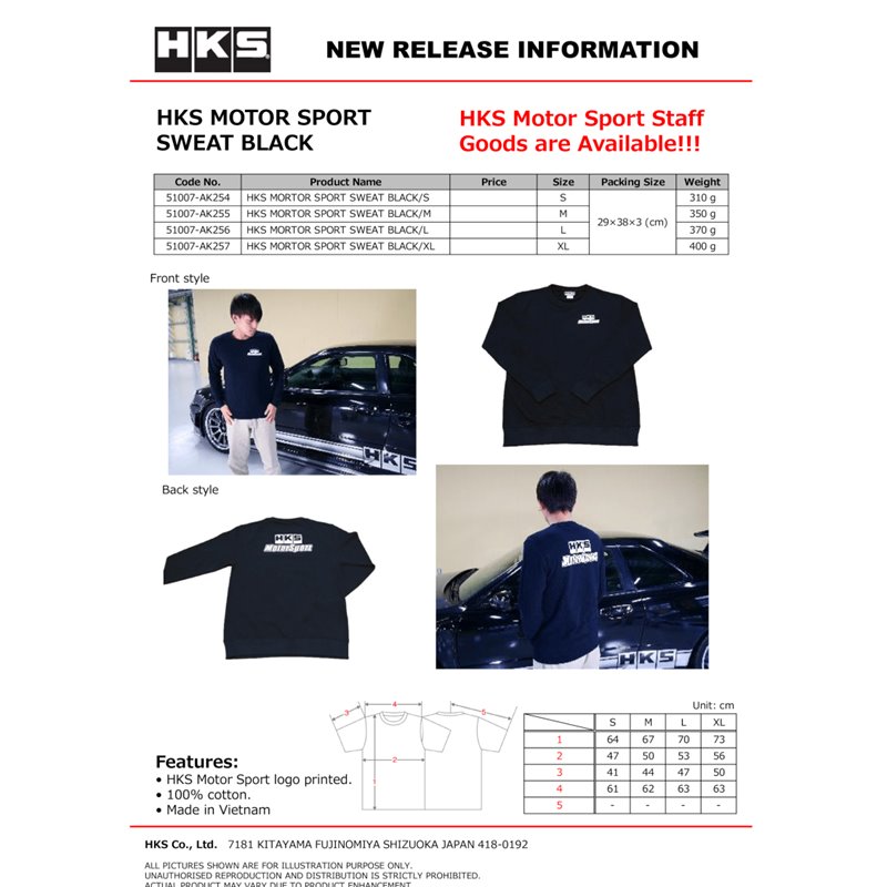 HKS MOTORSPORT SWEATSHIRT BLACK S