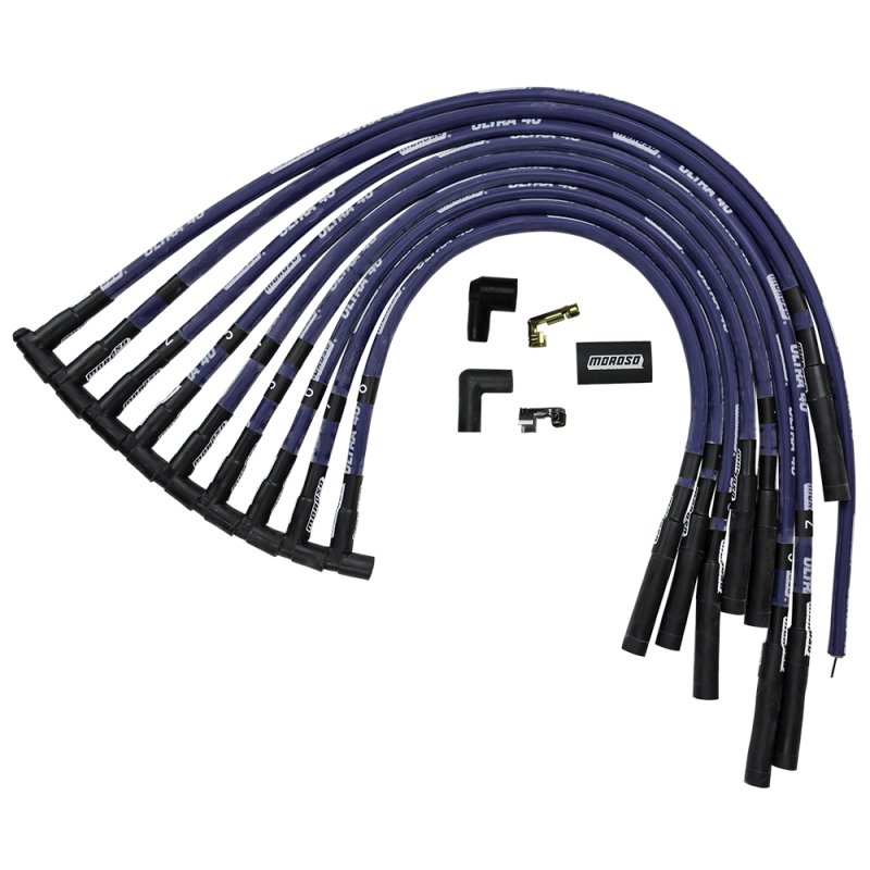 Moroso Chevrolet Big Block Ignition Wire Set - Ultra 40 - Sleeved - HEI - Straight - Blue