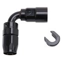 Russell Performance 3/8in SAE Quick Disc Female to -6 Hose Black 90 Degree Hose End