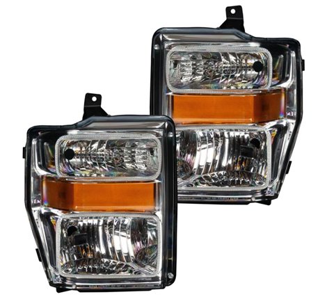 Oracle 08-10 Ford F250 Pre-Assembled Halo Headlights - Chrome Housing - ColorSHIFT w/ BC1 Controller