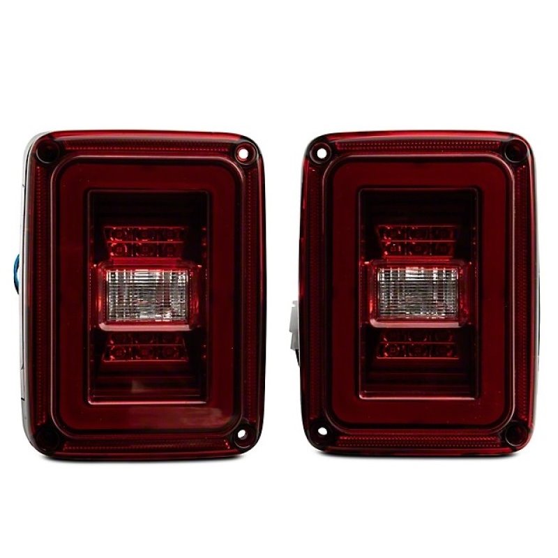 Raxiom 07-18 Jeep Wrangler JK JL Style LED Tail Lights- Black Housing - Red Lens