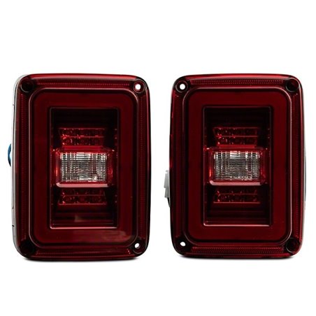 Raxiom 07-18 Jeep Wrangler JK JL Style LED Tail Lights- Black Housing - Red Lens