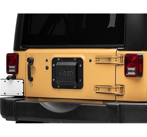 Officially Licensed Jeep 07-18 Wrangler JK Spare Tire Delete w/ License Plate Mount and Jeep Logo