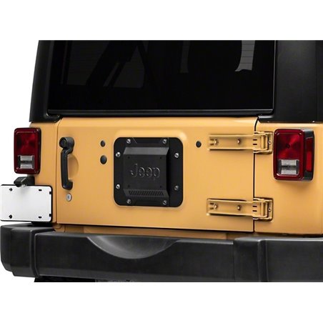 Officially Licensed Jeep 07-18 Wrangler JK Spare Tire Delete w/ License Plate Mount and Jeep Logo