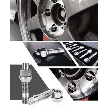 Wheel Mate Titanium Wheel Stud Conversion (Raw Ti) - M14x1.25 to M14x1.5 - 74mm - 60deg Lug Nut