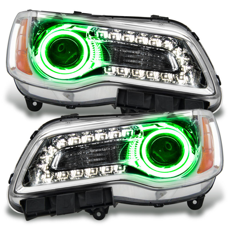 Oracle 11-14 Chrysler 300C NON HID LED Halo Headlights Chrome Housing - Green