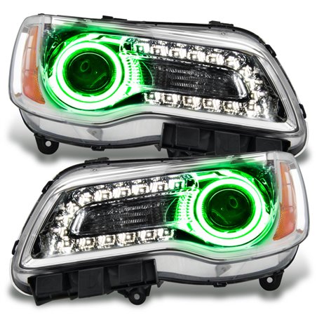 Oracle 11-14 Chrysler 300C NON HID LED Halo Headlights Chrome Housing - Green