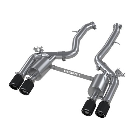 MBRP 18-22 BMW M2 Competition 3.0L T304 SS 3in Resonator-Back Exhaust Quad Rear w/ Carbon Fiber Tips