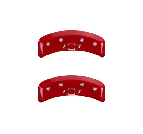 MGP 4 Caliper Covers Engraved Front & Rear Bowtie Red finish silver ch