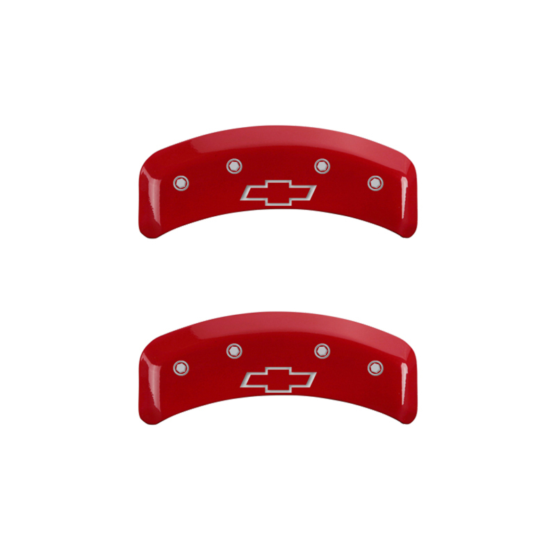 MGP 4 Caliper Covers Engraved Front & Rear Bowtie Red finish silver ch