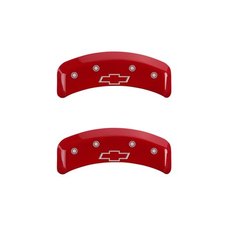 MGP 4 Caliper Covers Engraved Front & Rear Bowtie Red finish silver ch