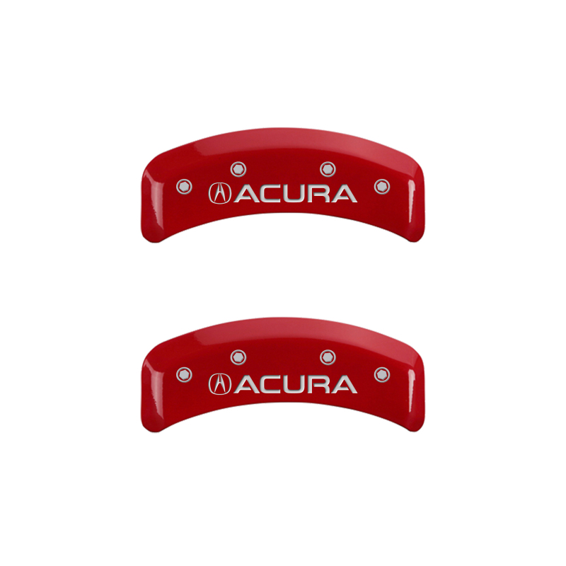 MGP 4 Caliper Covers Engraved Front & Rear Acura Red finish silver ch