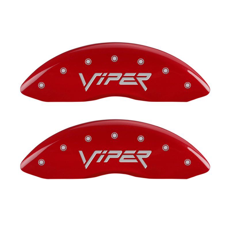 MGP 4 Caliper Covers Engraved Front & Rear Gen 2/Viper Red finish silver ch