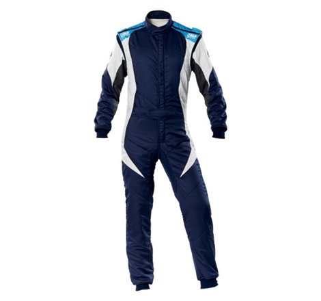 OMP First Evo Suit Navy Blue/Cyan - Size 42 (Fia 8856-2018)