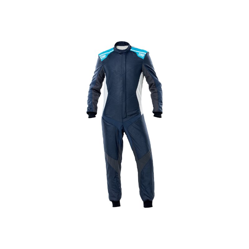 OMP One Evo X Overall Navy Blue/Cyan - Size 52 (Fia 8856-2018)