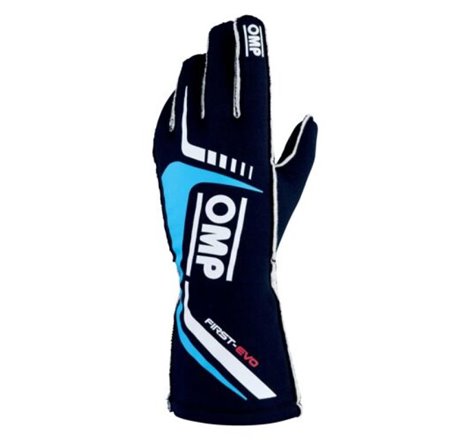 OMP First Evo Gloves Blu Navy/Ciano - Size L (Fia 8856-2018)