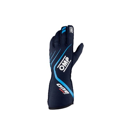 OMP One Evo X Gloves Navy Blue/Cyan - Size L (Fia 8856-2018)